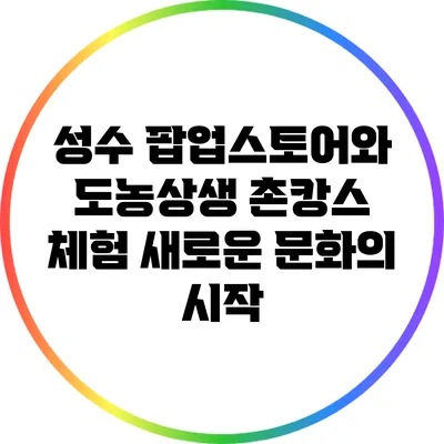 성수 팝업스토어와 도농상생 촌캉스 체험: 새로운 문화의 시작