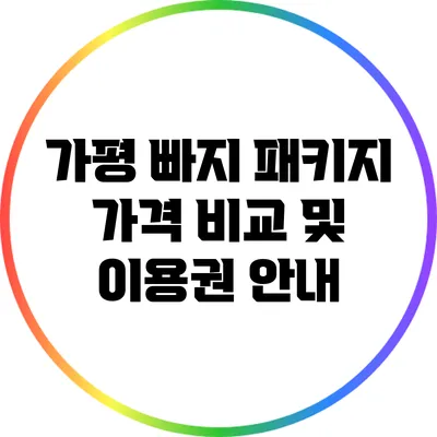 가평 빠지 패키지 가격 비교 및 이용권 안내