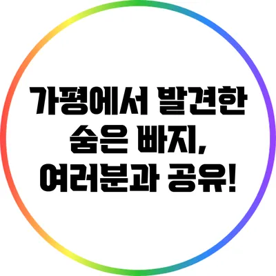 가평에서 발견한 숨은 빠지, 여러분과 공유!