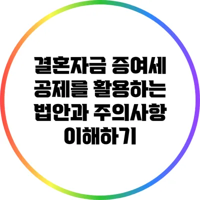 결혼자금 증여세 공제를 활용하는 법안과 주의사항 이해하기