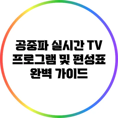 공중파 실시간 TV 프로그램 및 편성표 완벽 가이드