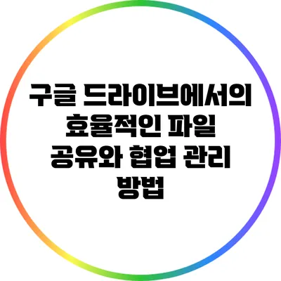 구글 드라이브에서의 효율적인 파일 공유와 협업 관리 방법