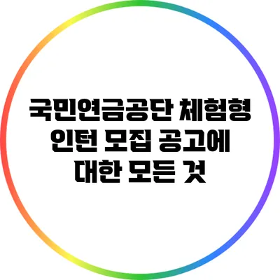국민연금공단 체험형 인턴 모집 공고에 대한 모든 것