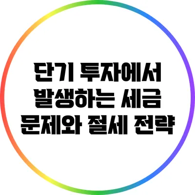 단기 투자에서 발생하는 세금 문제와 절세 전략