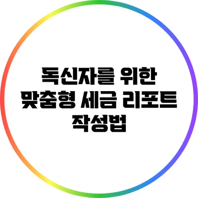 독신자를 위한 맞춤형 세금 리포트 작성법