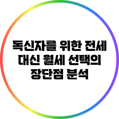 독신자를 위한 전세 대신 월세 선택의 장단점 분석