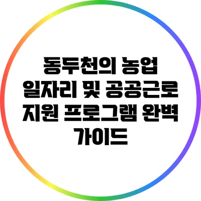 동두천의 농업 일자리 및 공공근로 지원 프로그램 완벽 가이드