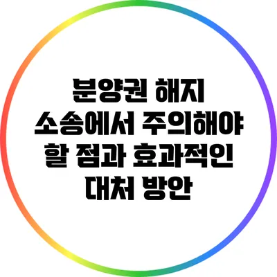 분양권 해지 소송에서 주의해야 할 점과 효과적인 대처 방안