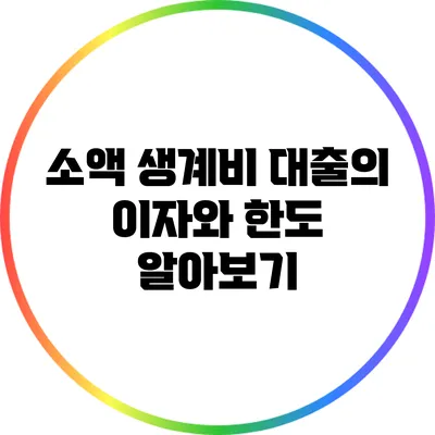 소액 생계비 대출의 이자와 한도 알아보기