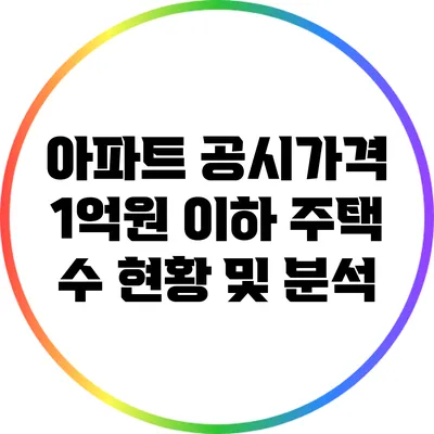 아파트 공시가격 1억원 이하 주택 수 현황 및 분석