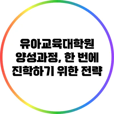 유아교육대학원 양성과정, 한 번에 진학하기 위한 전략