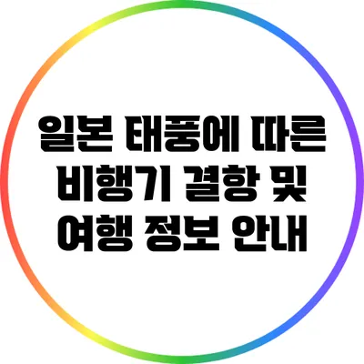 일본 태풍에 따른 비행기 결항 및 여행 정보 안내