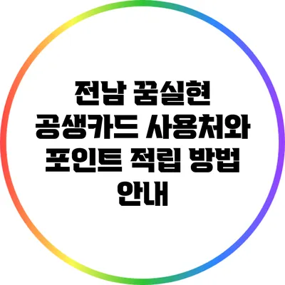 전남 꿈실현 공생카드 사용처와 포인트 적립 방법 안내