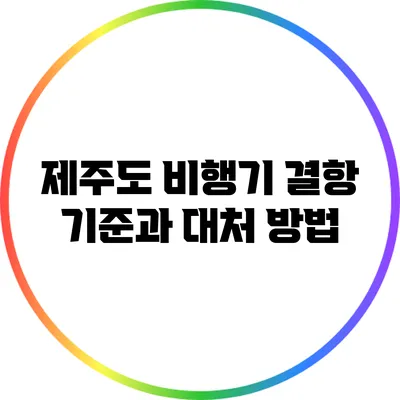 제주도 비행기 결항 기준과 대처 방법