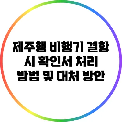 제주행 비행기 결항 시 확인서 처리 방법 및 대처 방안