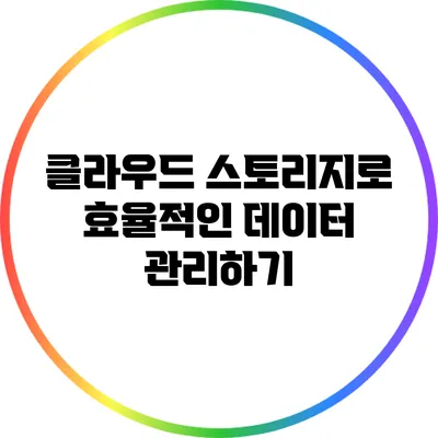 클라우드 스토리지로 효율적인 데이터 관리하기