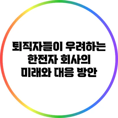 퇴직자들이 우려하는 한전자 회사의 미래와 대응 방안