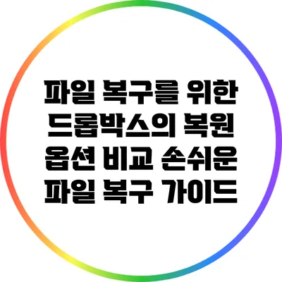 파일 복구를 위한 드롭박스의 복원 옵션 비교: 손쉬운 파일 복구 가이드
