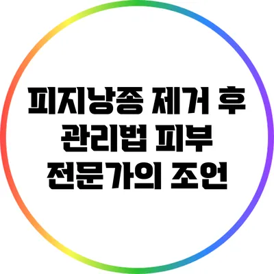 피지낭종 제거 후 관리법: 피부 전문가의 조언