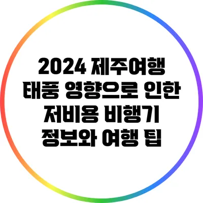 2024 제주여행: 태풍 영향으로 인한 저비용 비행기 정보와 여행 팁