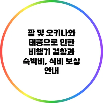 괌 및 오키나와 태풍으로 인한 비행기 결항과 숙박비, 식비 보상 안내