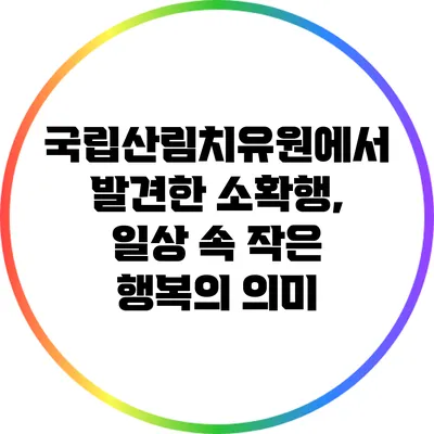 국립산림치유원에서 발견한 소확행, 일상 속 작은 행복의 의미
