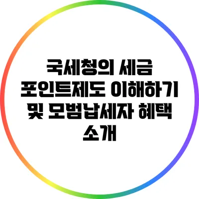 국세청의 세금 포인트제도 이해하기 및 모범납세자 혜택 소개