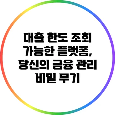대출 한도 조회 가능한 플랫폼, 당신의 금융 관리 비밀 무기