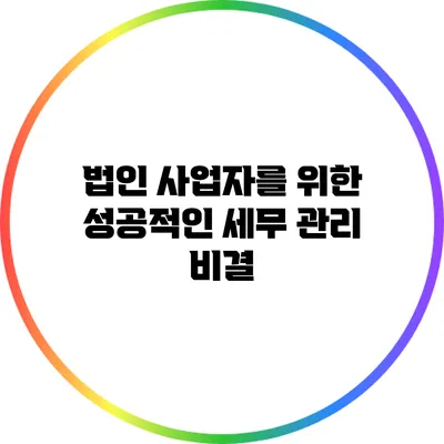 법인 사업자를 위한 성공적인 세무 관리 비결
