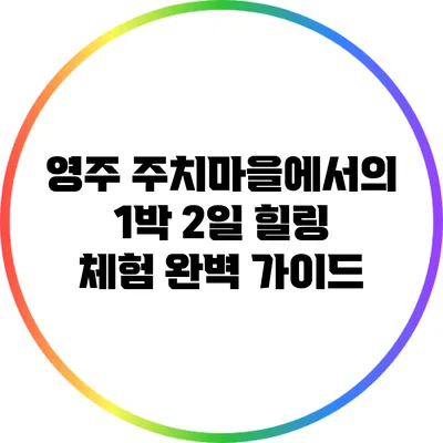 영주 주치마을에서의 1박 2일 힐링 체험 완벽 가이드