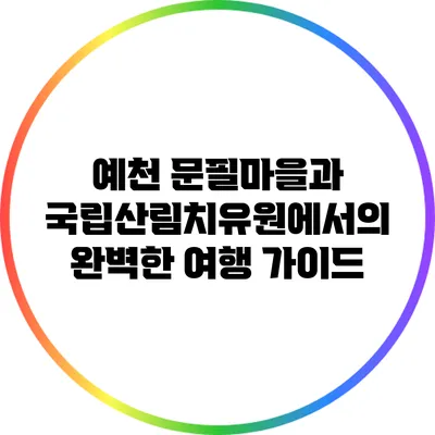 예천 문필마을과 국립산림치유원에서의 완벽한 여행 가이드