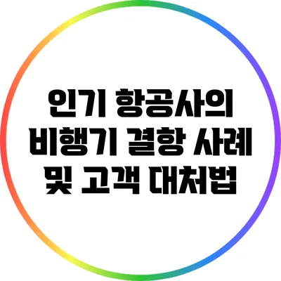 인기 항공사의 비행기 결항 사례 및 고객 대처법