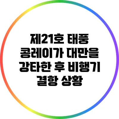 제21호 태풍 콩레이가 대만을 강타한 후 비행기 결항 상황