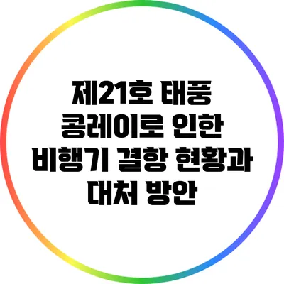 제21호 태풍 콩레이로 인한 비행기 결항 현황과 대처 방안