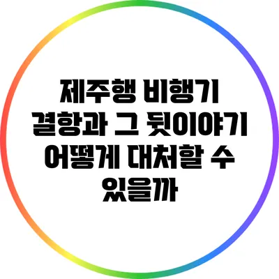 제주행 비행기 결항과 그 뒷이야기: 어떻게 대처할 수 있을까?