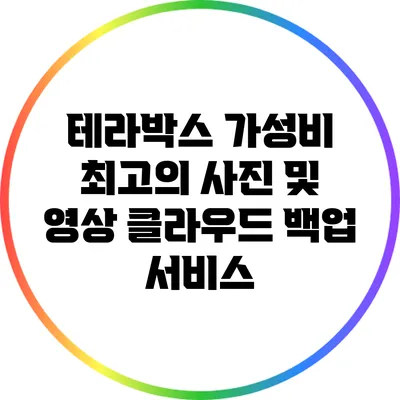 테라박스: 가성비 최고의 사진 및 영상 클라우드 백업 서비스