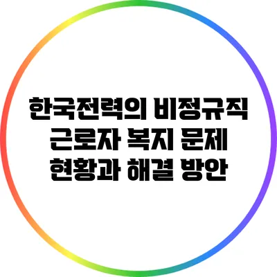 한국전력의 비정규직 근로자 복지 문제: 현황과 해결 방안