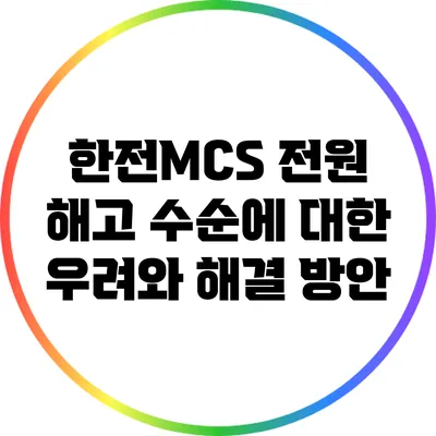 한전MCS 전원 해고 수순에 대한 우려와 해결 방안