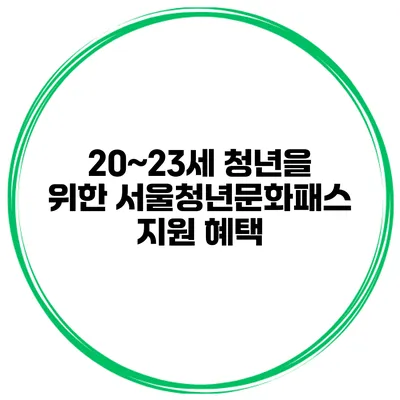 20~23세 청년을 위한 서울청년문화패스 지원 혜택
