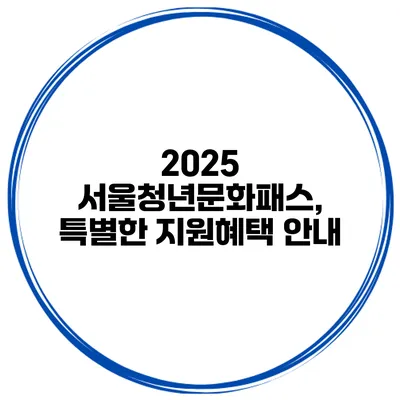 2025 서울청년문화패스, 특별한 지원혜택 안내