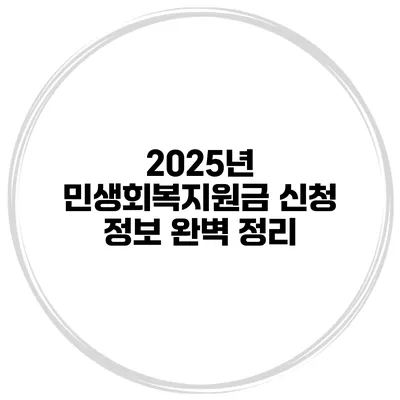 2025년 민생회복지원금 신청 정보 완벽 정리