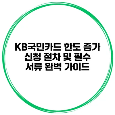KB국민카드 한도 증가 신청 절차 및 필수 서류 완벽 가이드