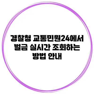 경찰청 교통민원24에서 벌금 실시간 조회하는 방법 안내