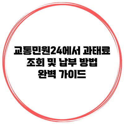 교통민원24에서 과태료 조회 및 납부 방법 완벽 가이드