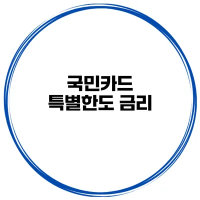 국민카드 특별한도: 금리