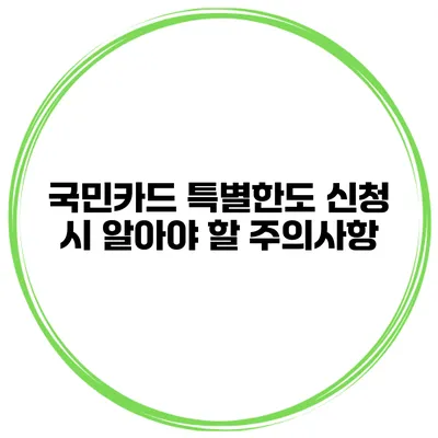국민카드 특별한도 신청 시 알아야 할 주의사항