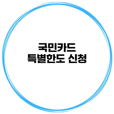 국민카드 특별한도 신청