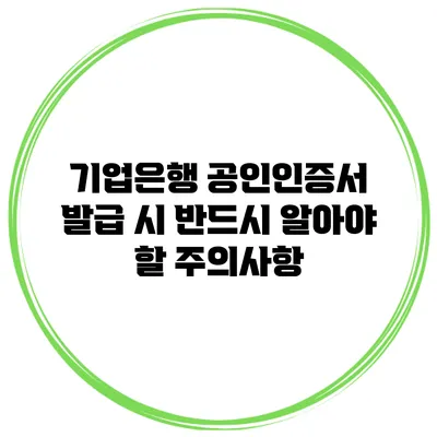 기업은행 공인인증서 발급 시 반드시 알아야 할 주의사항