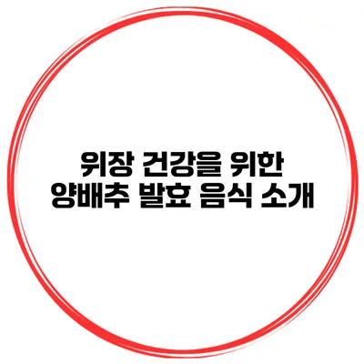 위장 건강을 위한 양배추 발효 음식 소개