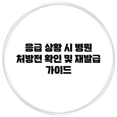 응급 상황 시 병원 처방전 확인 및 재발급 가이드